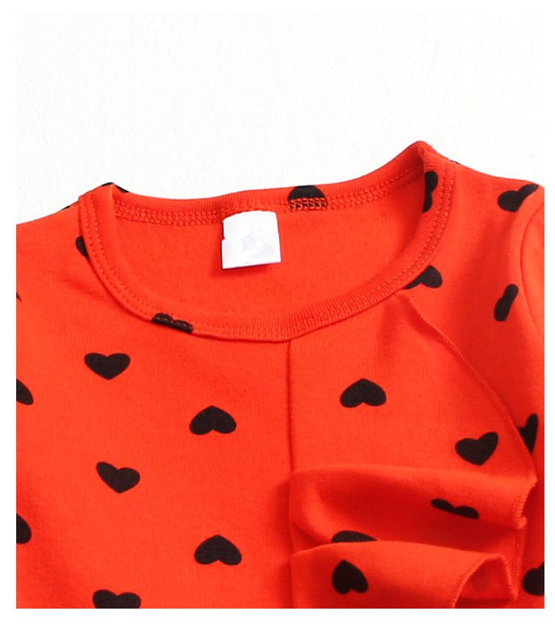 2 Piece Girls Kids Clothing Set Long Sleeve Pants Ruffled Skirt Heart Polka Dot Bowknot Heart Print Fashion New Style Soft Comfortable Breathable