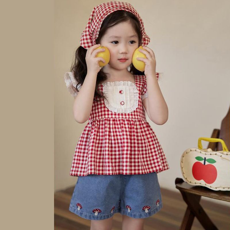 Baby Girls Kids Clothing Set Strawberry Print Bowknot Vest Dress Toddler Formal Gown Fashion New Style Festival Party Outdoor Versatile