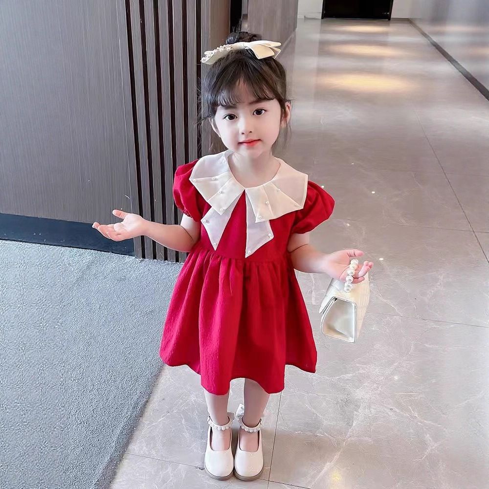 Baby Girls Kids Clothing Set Strawberry Print Bowknot Vest Dress Toddler Formal Gown Fashion New Style Festival Party Outdoor Versatile