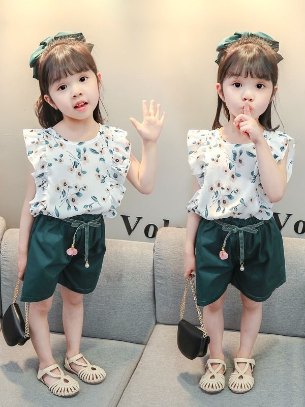 2 Piece Baby Girls Kids Clothing Set Floral Short Sleeve Top Shorts Cute Casual Style Fashion New Style Festival Party Outdoor Versatile