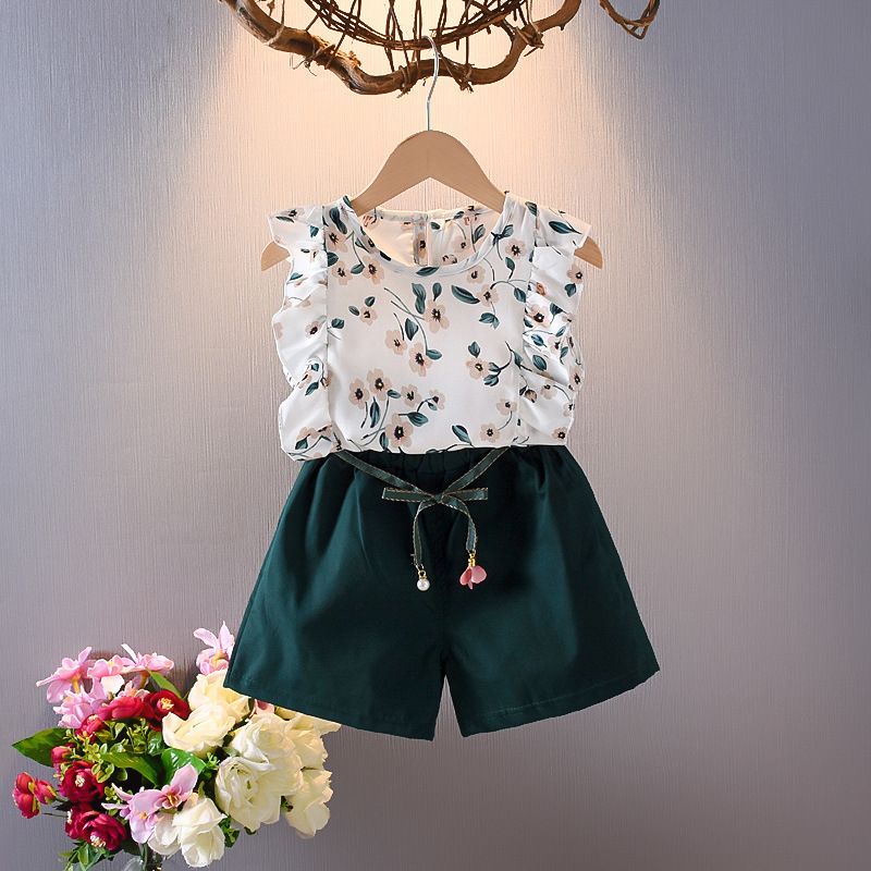 2 Piece Baby Girls Kids Clothing Set Floral Short Sleeve Top Shorts Cute Casual Style Fashion New Style Festival Party Outdoor Versatile