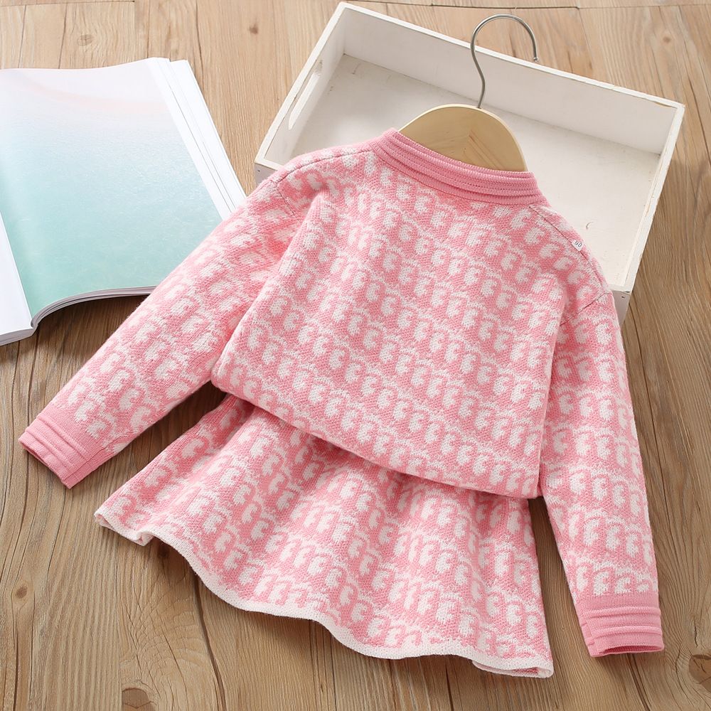 2 Piece Girls Kids Clothing Set Long Sleeve Top Bowknot Children's Princess Dress Cute Casual Style Fashion New Style Festival Party Outdoor Versatile