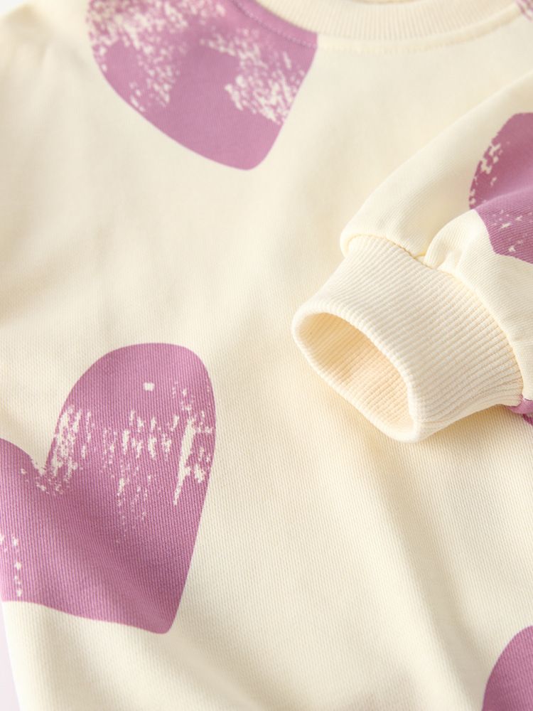 2 Piece Girls Kids Clothing Set Fashion Long Sleeve Hoodie Cuffed Pants Heart Print Cute Style Autumn Winter New Style