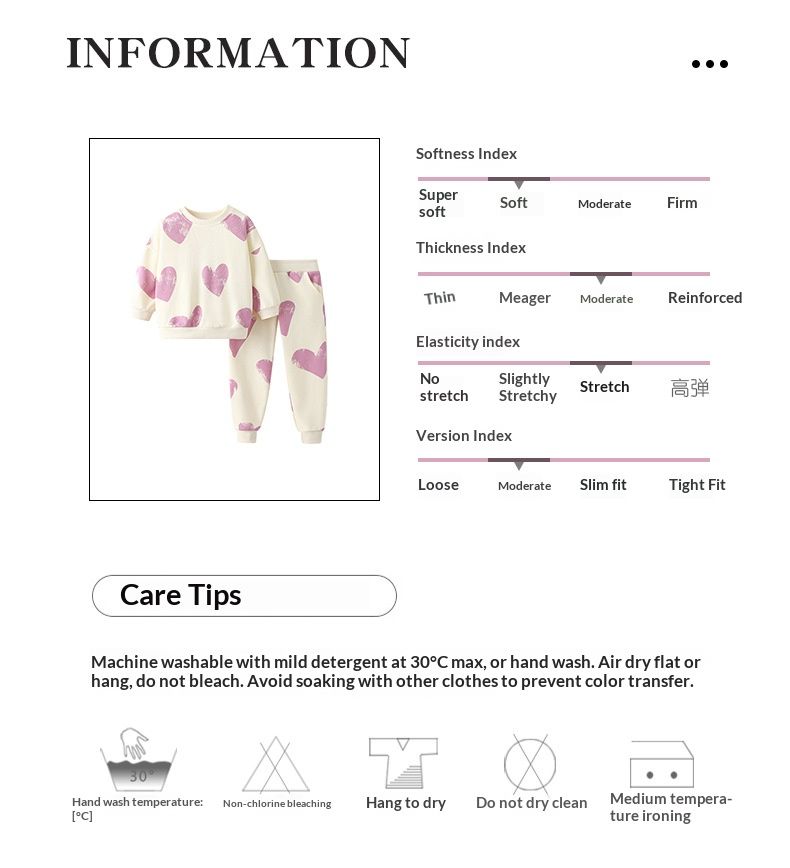 2 Piece Girls Kids Clothing Set Fashion Long Sleeve Hoodie Cuffed Pants Heart Print Cute Style Autumn Winter New Style