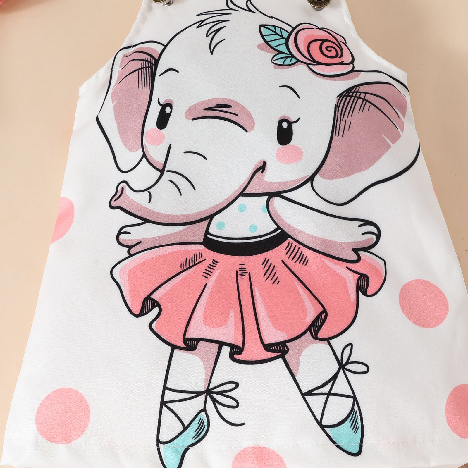 3 Piece Baby Girls Kids Clothing Set Long Sleeve Romper Onesie Bowknot Headband Elephant Print Fashion Soft Breathable Festival Party Gift