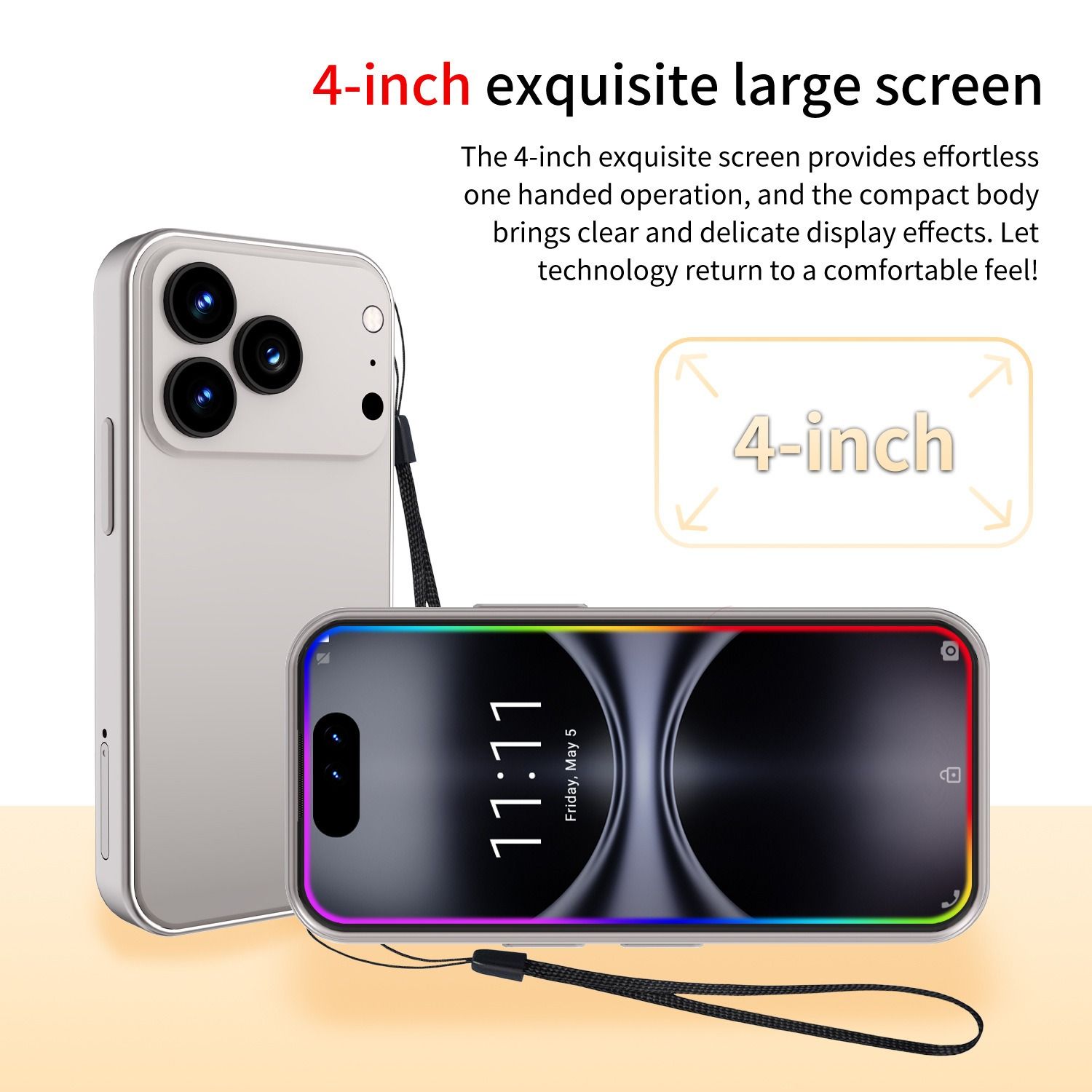 i17mini Creative 4.0-inch Android Smartphone Student Mini Toy Phone Smart Mini Children's Toy Mobile Phone 3G+64GB Dual-card Pretend Phone Smartphone Toy