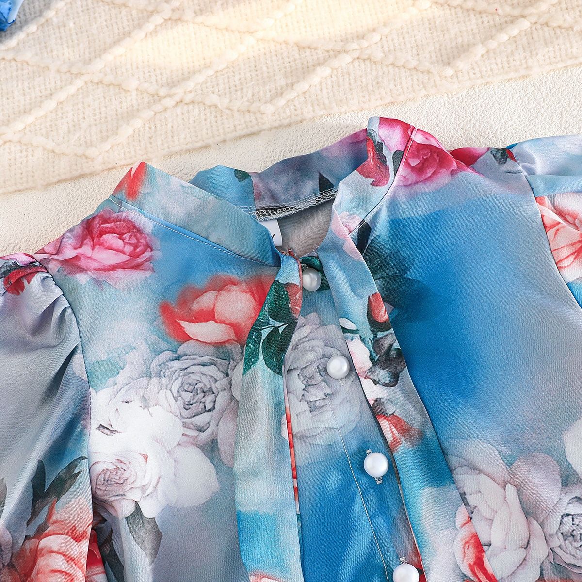 2-Piece Clothing Set Girls Spring Summer Outfit Set, Long Sleeve Floral Print Shirt with Pleated Short Skirt for Little Girls Cute Fashion Kids Wear for Ages 2–7