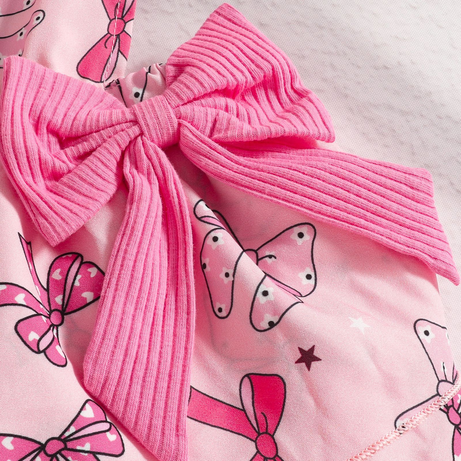 Girls Kids Clothing 3 Piece Set Autumn Winter New Style 0-18 Months Baby Long Sleeved Romper Pinafore Dress Bow Print Love Heart Flower Print Comfortable Breathable Outfit