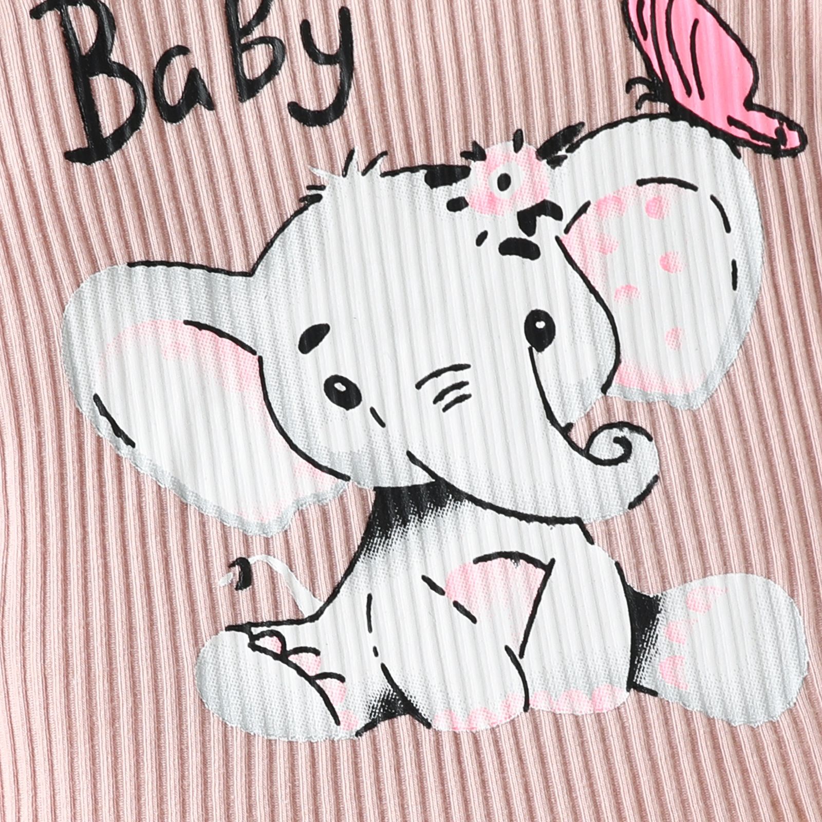 Girls Kids Clothing 3 Piece Set Autumn Winter New Style 0-18 Months Baby Long Sleeved Romper Bow Pants Bow Headband Cute Little Elephant Print Comfortable Breathable Outfit