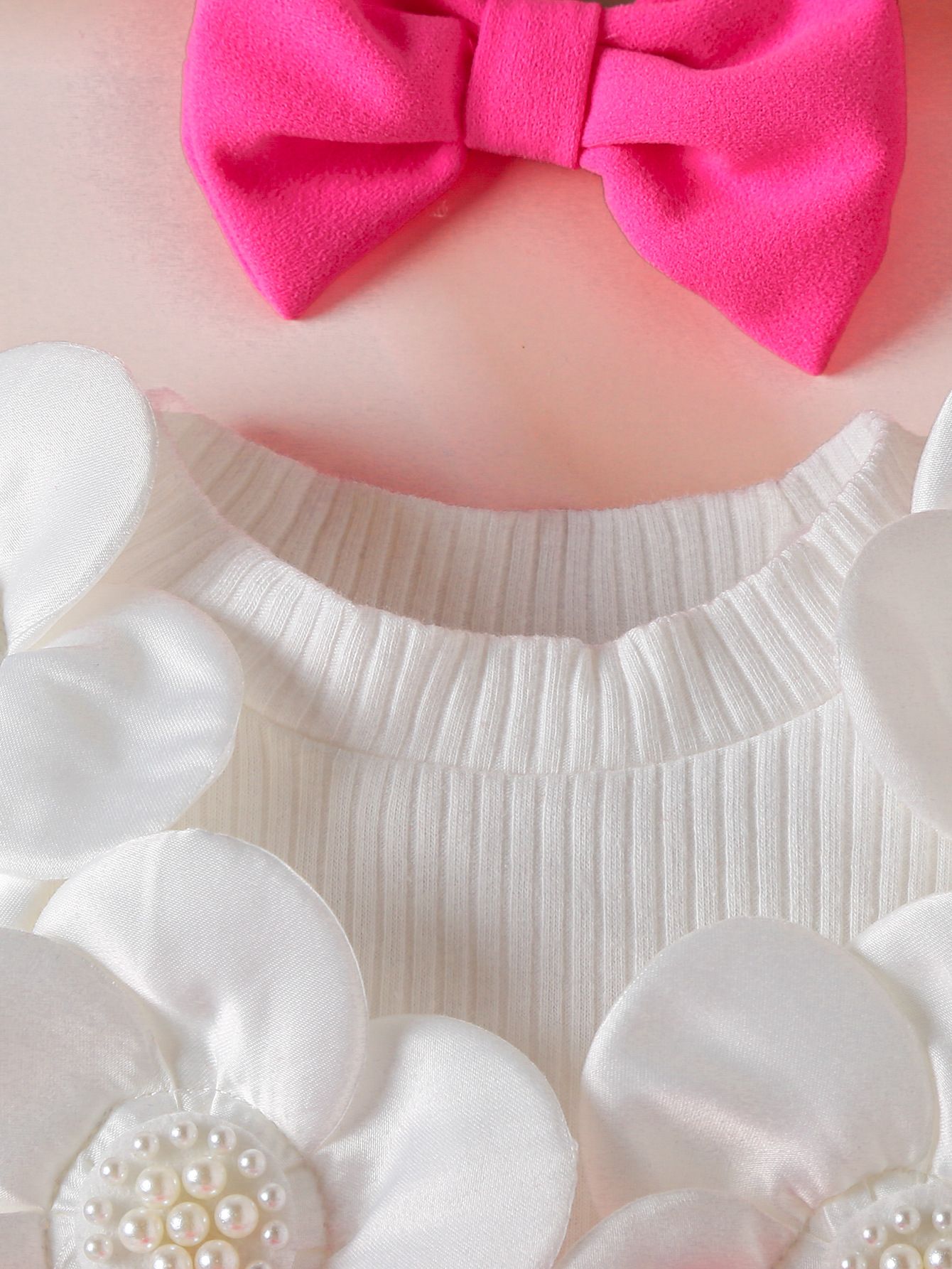 Girls Kids Clothing 2 Piece Set Autumn Winter New Style Baby Round Neck Long Sleeved Romper Dress Flower Decoration Bow Headband Outfit