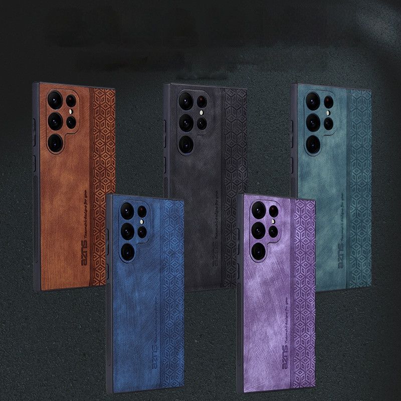 Business Style Phone Case for Samsung Galaxy A15/A56 Skin-Feel Embossed Leather Texture Shockproof Protective Cover Luxury Case for Samsung A16/S25 Ultra Redmi 14C Cover for Redmi Note 15