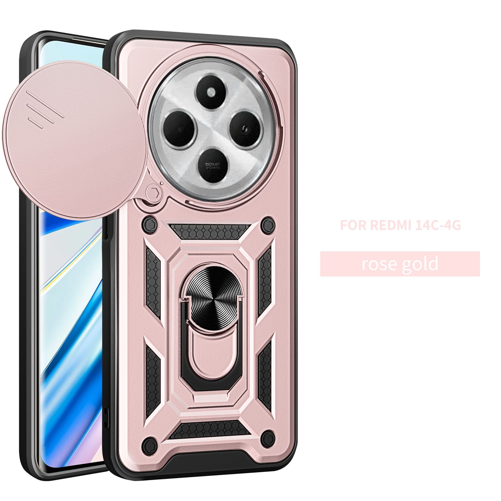 Xiaomi Redmi 14C Phone Case Note 14/5A Mobile Phone Cover with Kickstand & Flip Window Durable Shockproof Cover Protective Case for Redmi 15C/A5 Cover Samsung A04s/A05/A06/A07/A15/A16 Phone Case