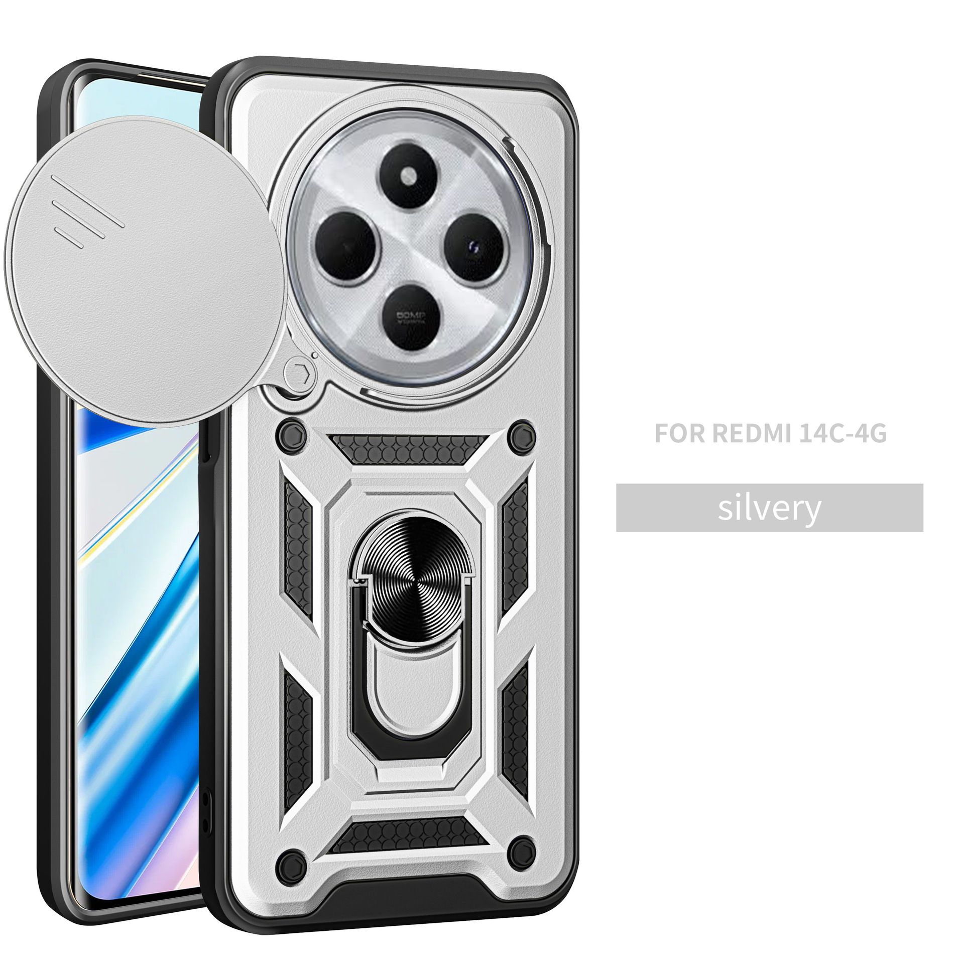 Xiaomi Redmi 14C Phone Case Note 14/5A Mobile Phone Cover with Kickstand & Flip Window Durable Shockproof Cover Protective Case for Redmi 15C/A5 Cover Samsung A04s/A05/A06/A07/A15/A16 Phone Case