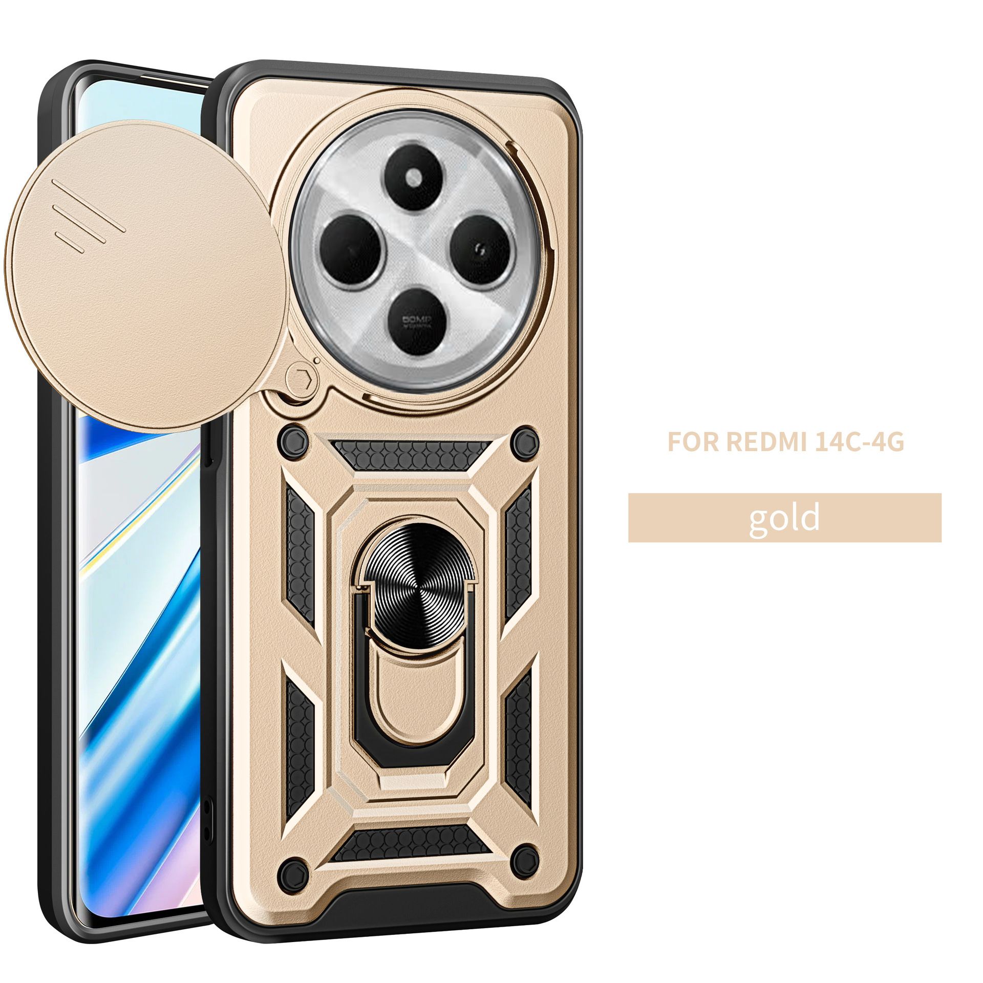 Xiaomi Redmi 14C Phone Case Note 14/5A Mobile Phone Cover with Kickstand & Flip Window Durable Shockproof Cover Protective Case for Redmi 15C/A5 Cover Samsung A04s/A05/A06/A07/A15/A16 Phone Case