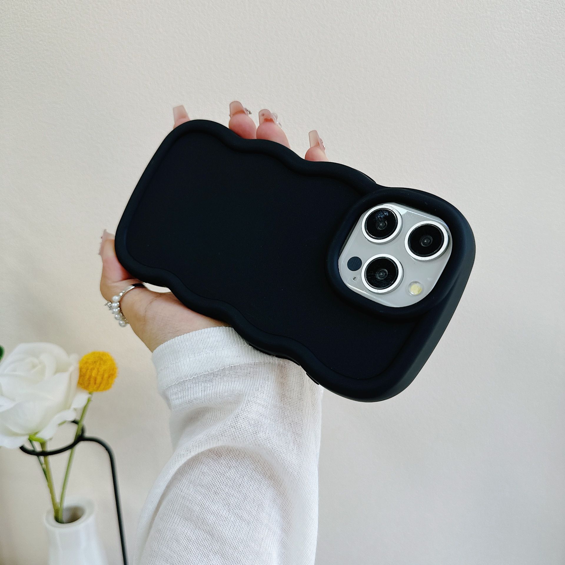 Redmi 15C Cover Macaron Solid Phone Case for Redmi 14C Large Wavy Edge Candy Color Protective Cover for iPhone X Soft Shockproof Youthful Phone Cover Tecno Spark 40 TPU Case for Infinix Hot 60i