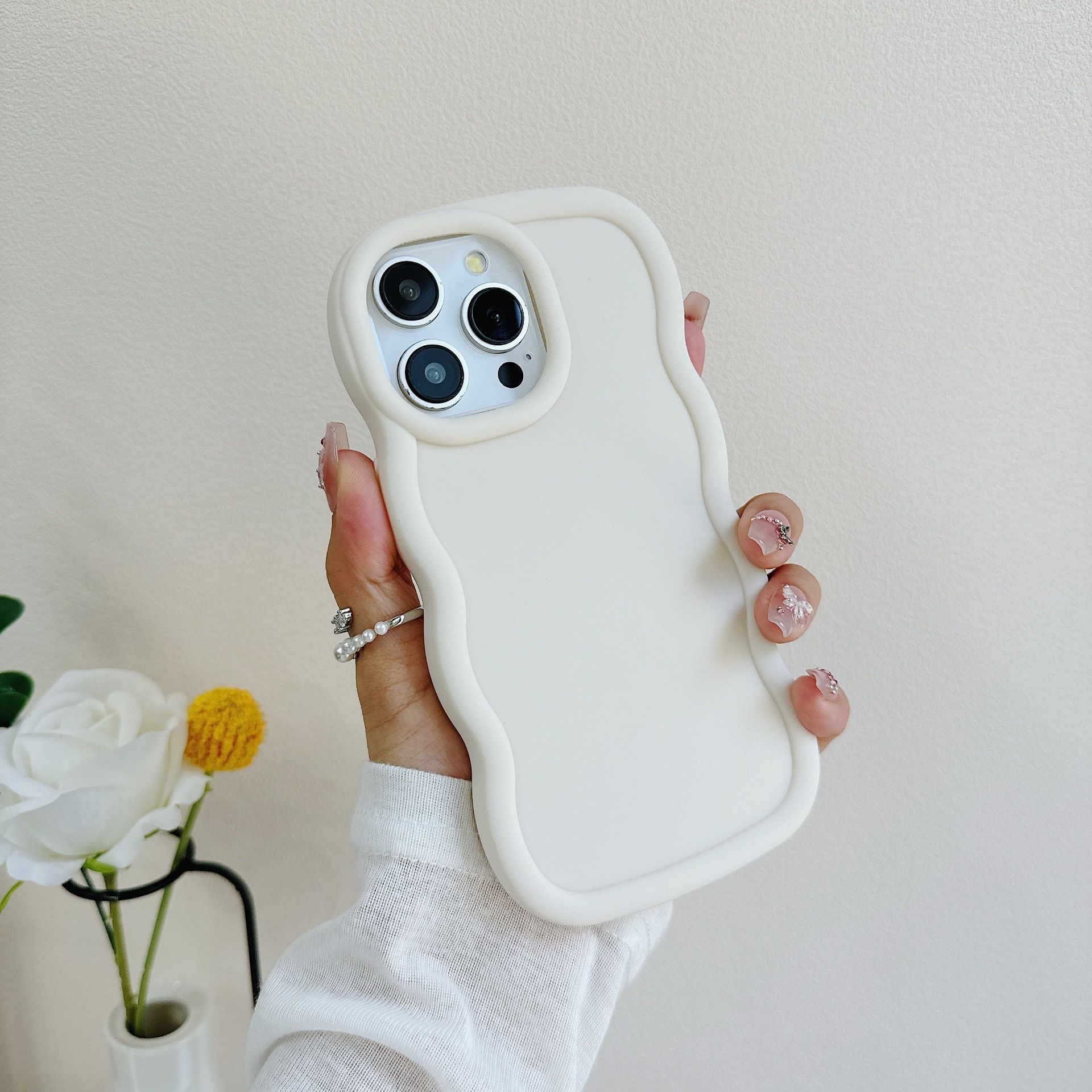 Redmi 15C Cover Macaron Solid Phone Case for Redmi 14C Large Wavy Edge Candy Color Protective Cover for iPhone X Soft Shockproof Youthful Phone Cover Tecno Spark 40 TPU Case for Infinix Hot 60i