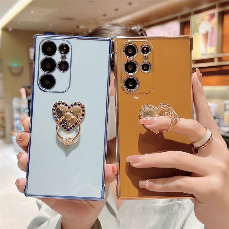 Samsung Galaxy A55 Phone Case A12 Cover Electroplated Heart Ring Phone Case for Samsung A23 Full Cover Protective Case for A13/A16 Galaxy S20 FE