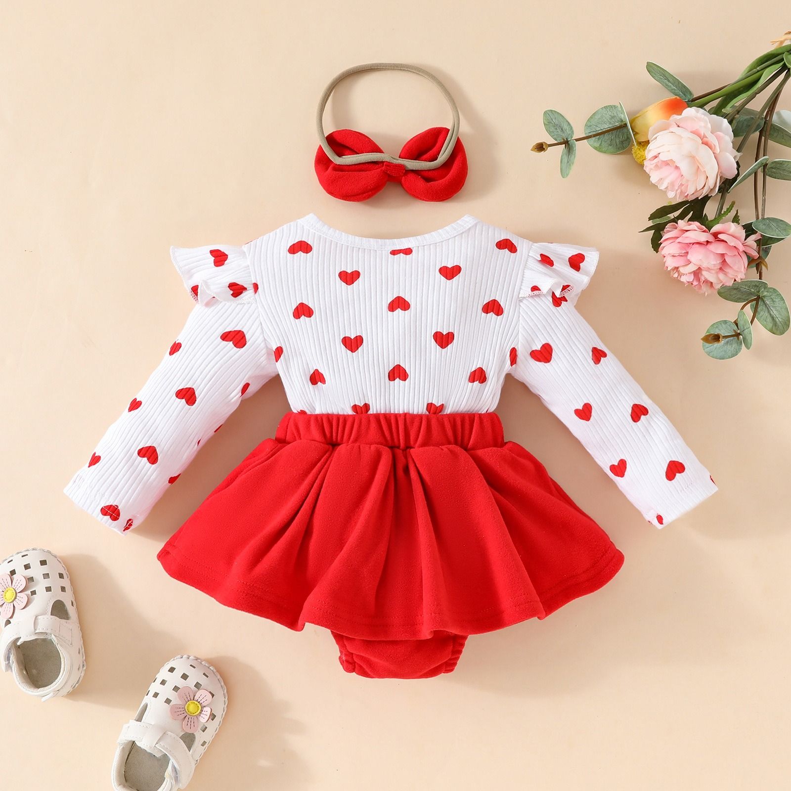 Girls Kids Clothing 3 Piece Set Autumn Winter New Style 0-18 Months Baby Toddler Long Sleeved Romper Pinafore Dress Cute Fox Print Comfortable Breathable Outfit