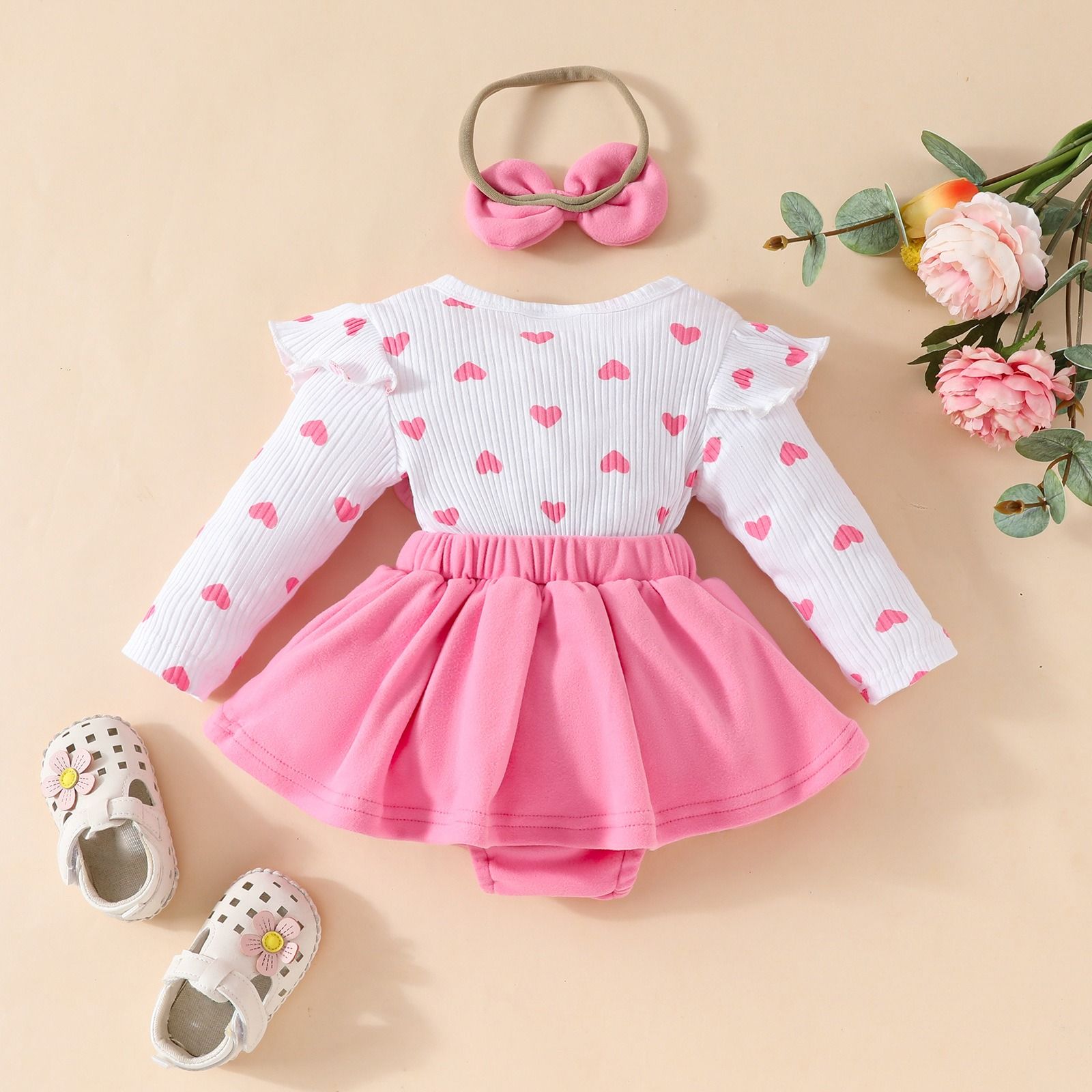 Girls Kids Clothing 3 Piece Set Autumn Winter New Style 0-18 Months Baby Toddler Long Sleeved Romper Pinafore Dress Cute Fox Print Comfortable Breathable Outfit