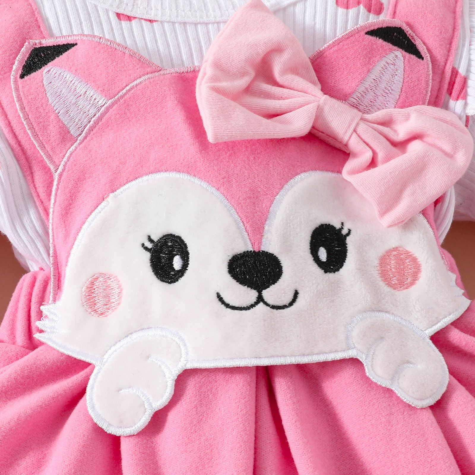 Girls Kids Clothing 3 Piece Set Autumn Winter New Style 0-18 Months Baby Toddler Long Sleeved Romper Pinafore Dress Cute Fox Print Comfortable Breathable Outfit