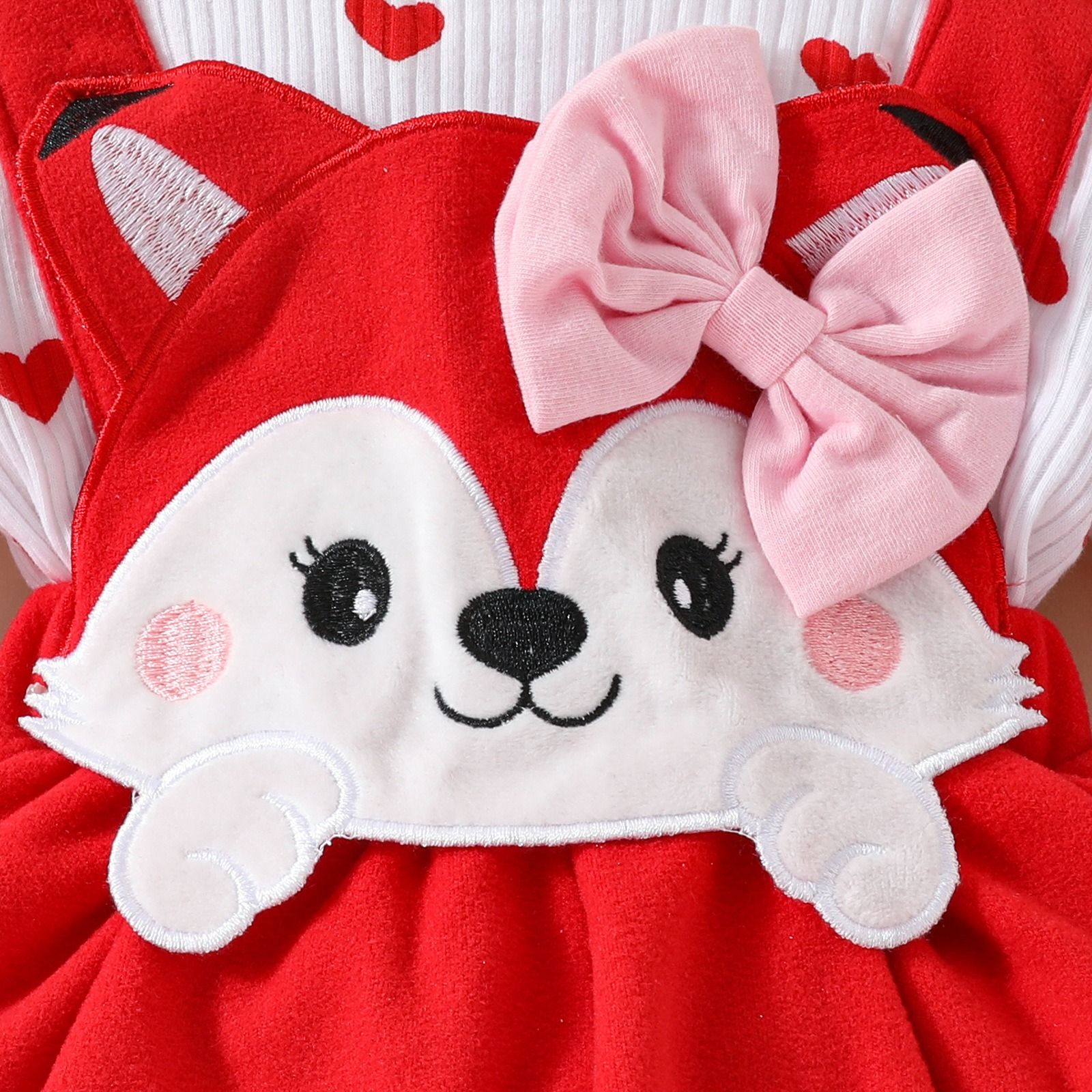 Girls Kids Clothing 3 Piece Set Autumn Winter New Style 0-18 Months Baby Toddler Long Sleeved Romper Pinafore Dress Cute Fox Print Comfortable Breathable Outfit