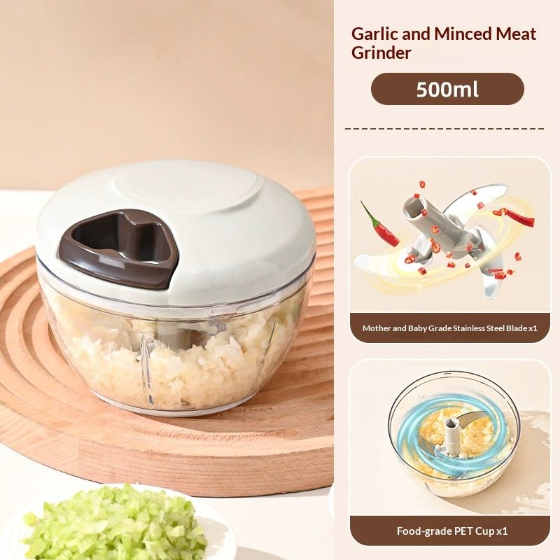 Manual Garlic Chopper Hand Pull Food Chopper Garlic Crusher Vegetable Cutter Meat Mincer Kitchen Tool