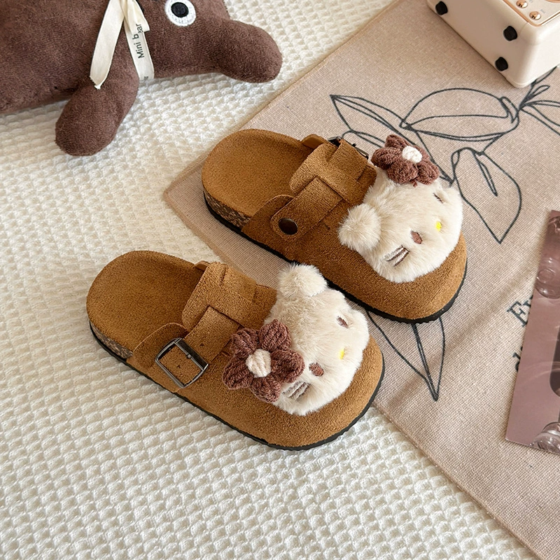 Cute Kids Girls Cartoon Cat Slip On Sandals Soft Sole Summer Slippers Casual Children Shoes Artifical Leather Kids Sandals Fashion Slippers