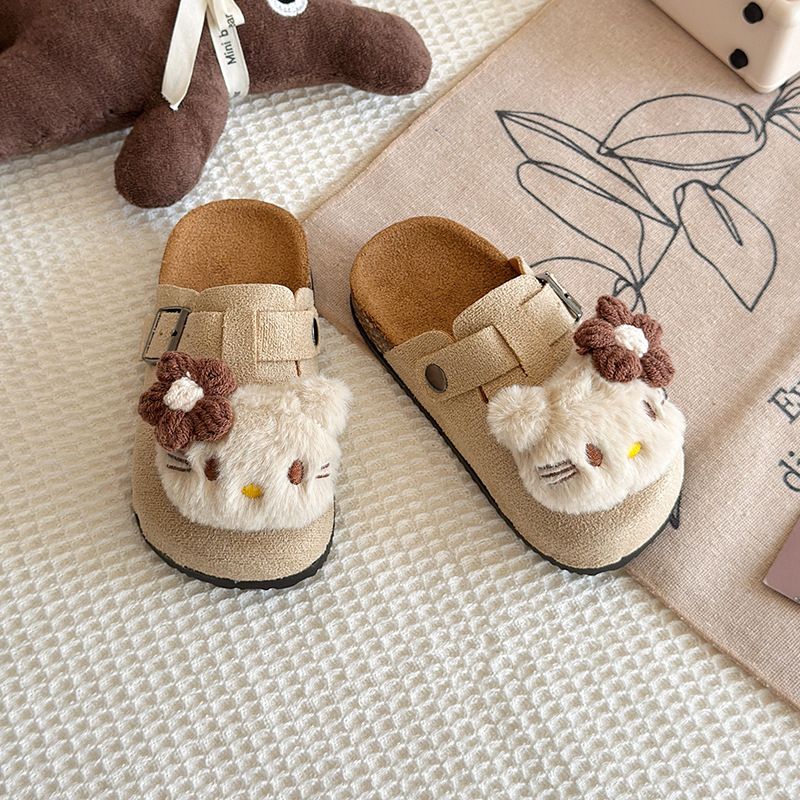 Cute Kids Girls Cartoon Cat Slip On Sandals Soft Sole Summer Slippers Casual Children Shoes Artifical Leather Kids Sandals Fashion Slippers