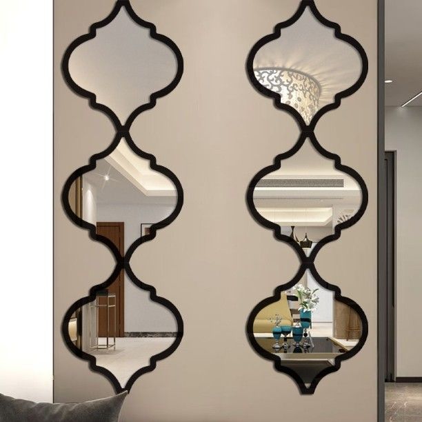 3D Acrylic Mirror Wall Sticker Self Adhesive Diamond Wall Decor for Living Room Hallway Home Decoration