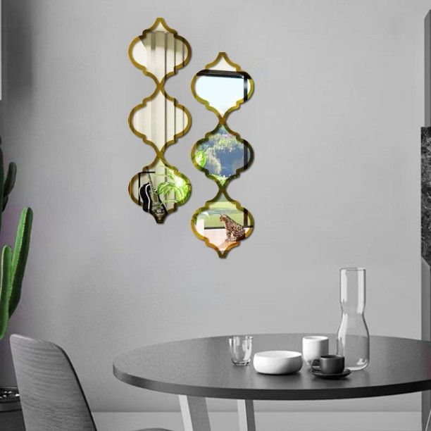 3D Acrylic Mirror Wall Sticker Self Adhesive Diamond Wall Decor for Living Room Hallway Home Decoration