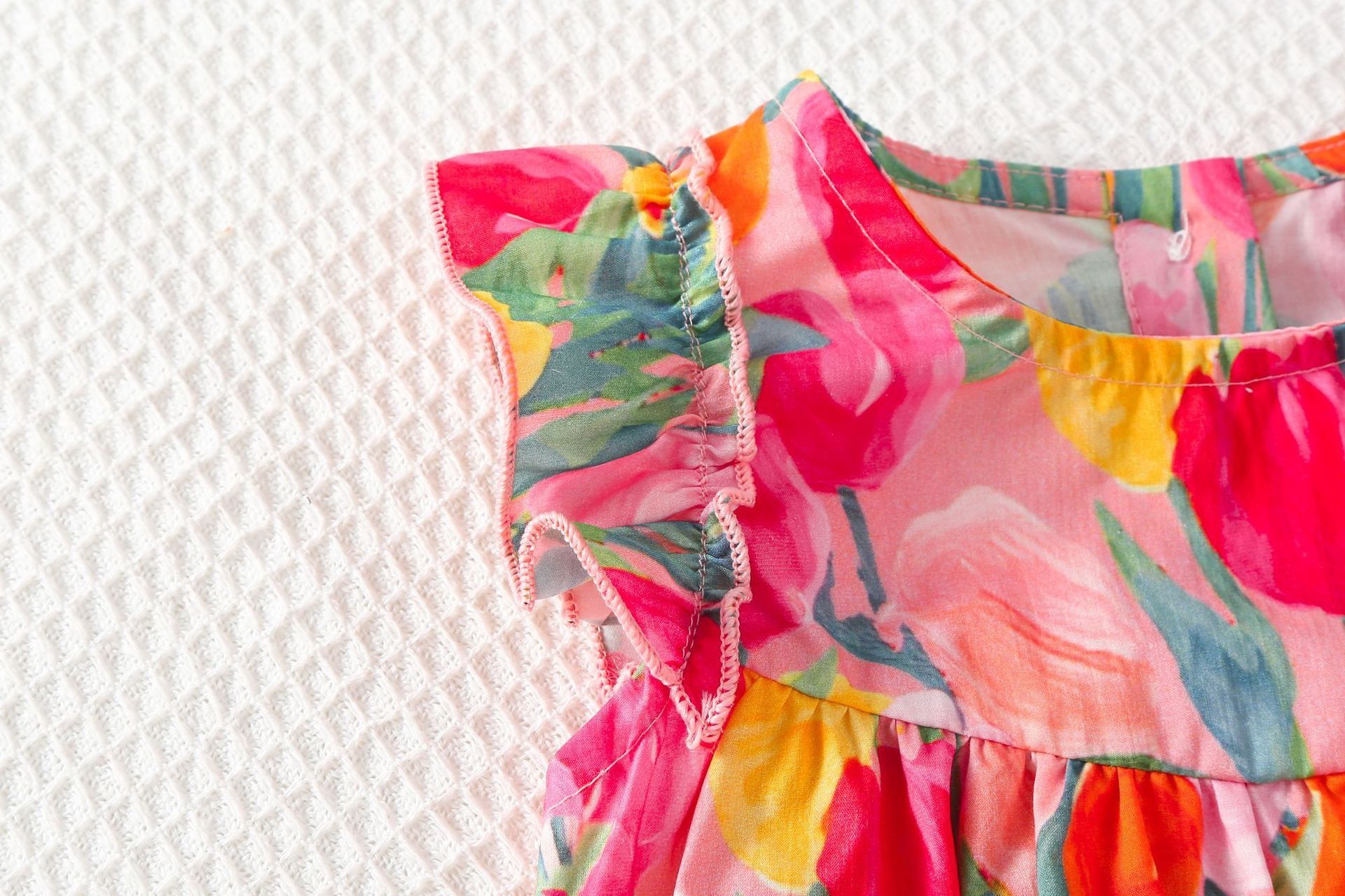 Newborn Infant Tulip Print Romper Cotton Baby Bodysuit Summer Cute Baby Girl Clothes with Hat Baby Girls Cloth Set Baby Clothes