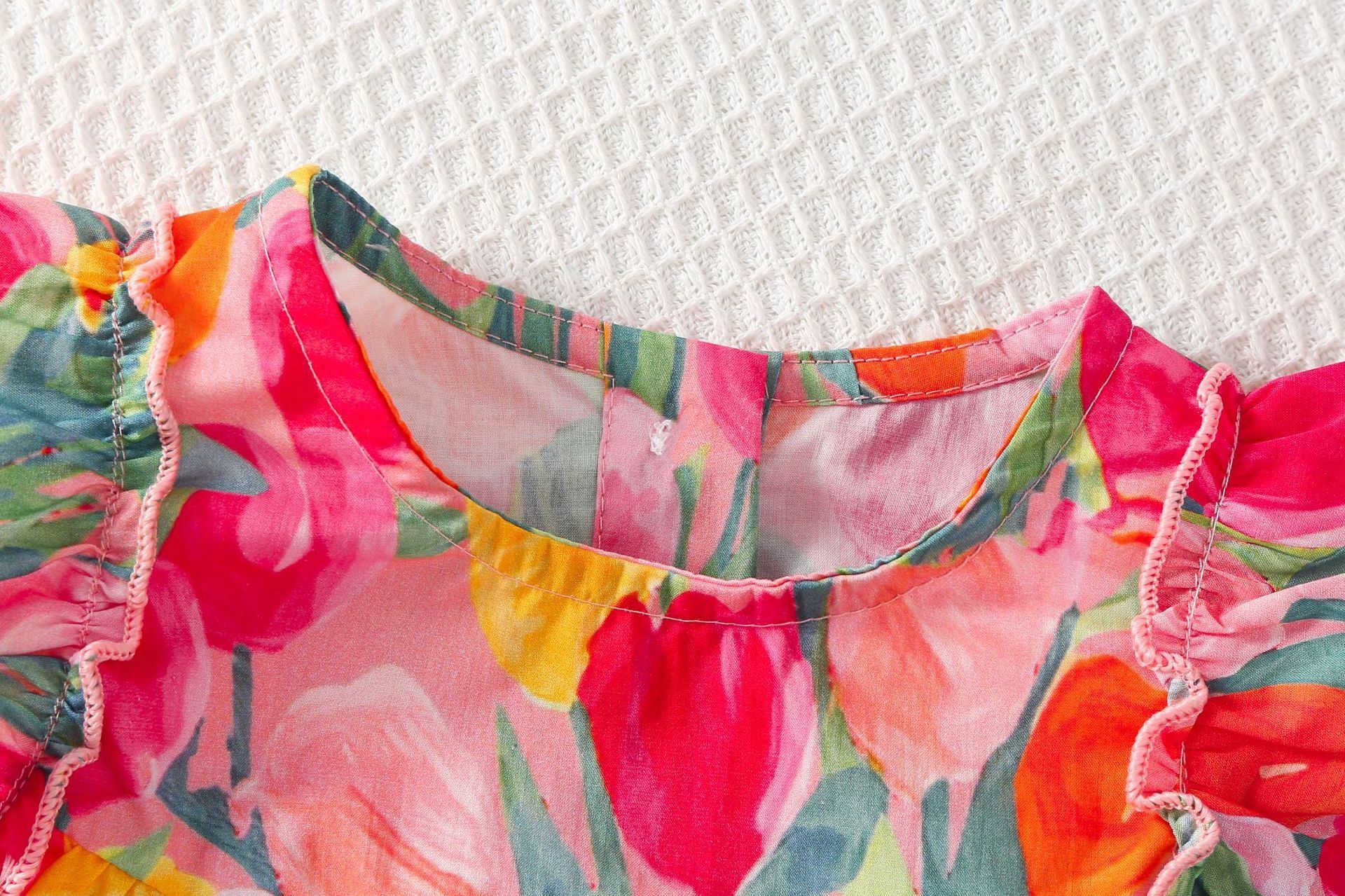 Newborn Infant Tulip Print Romper Cotton Baby Bodysuit Summer Cute Baby Girl Clothes with Hat Baby Girls Cloth Set Baby Clothes