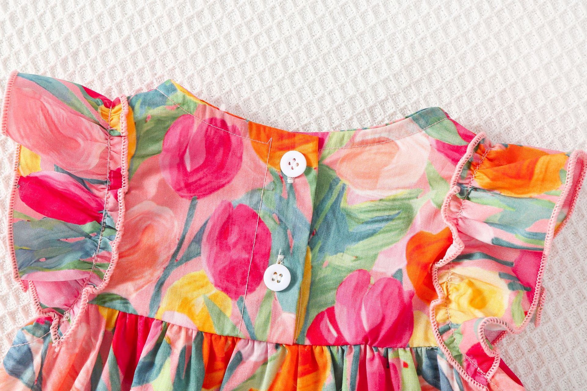 Newborn Infant Tulip Print Romper Cotton Baby Bodysuit Summer Cute Baby Girl Clothes with Hat Baby Girls Cloth Set Baby Clothes