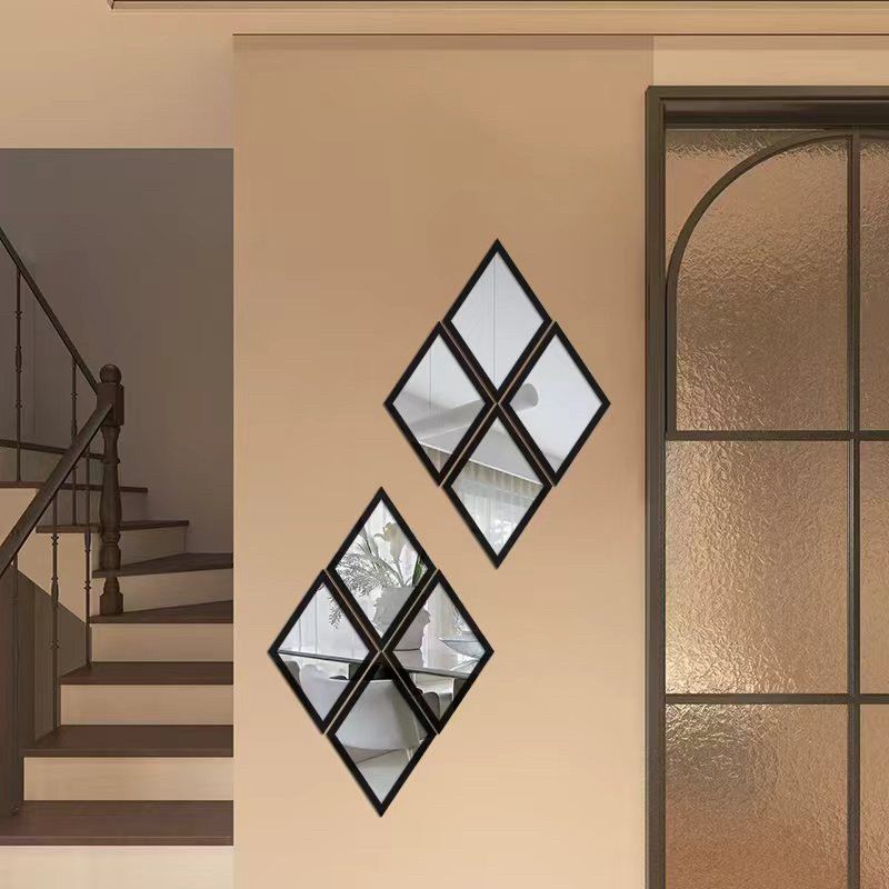 European Retro Rhombus Mirror Wall Sticker Decorative Mirror Wall Hanging  Stickers Living Room Home Wall Decor Home Decor Accents Acrylic Stickers