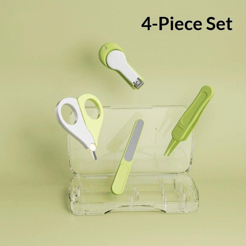 4PCS Baby Nail Care Set Newborn Infant Nail Clipper Kit Safe Nail Cutter File Tweezers Polishing Tool for Kids Grooming Set