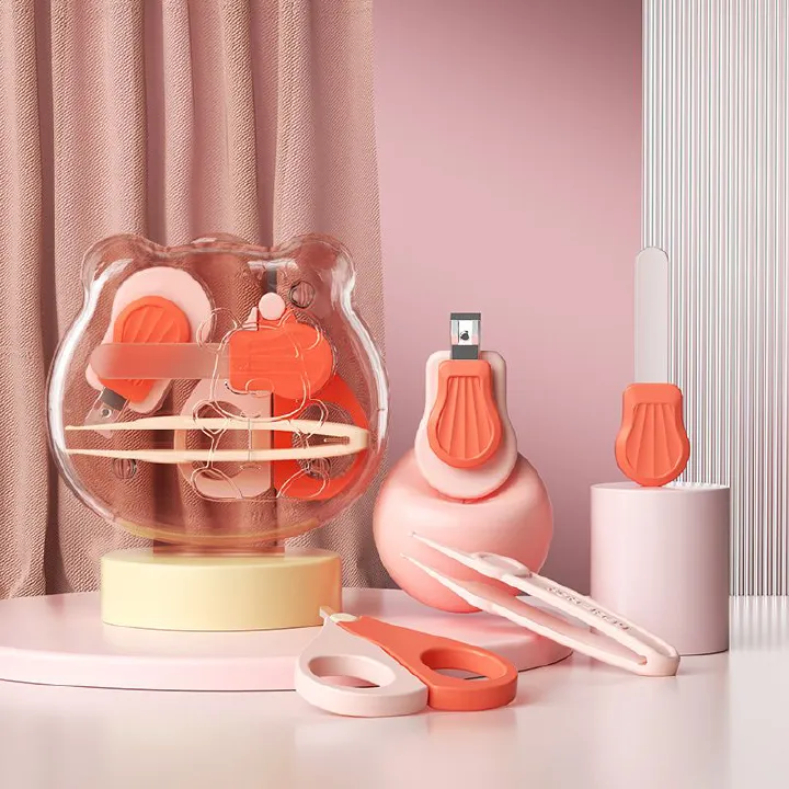 4PCS Baby Nail Care Set Newborn Infant Nail Clipper Kit Safe Nail Cutter File Tweezers Polishing Tool for Kids Grooming Set