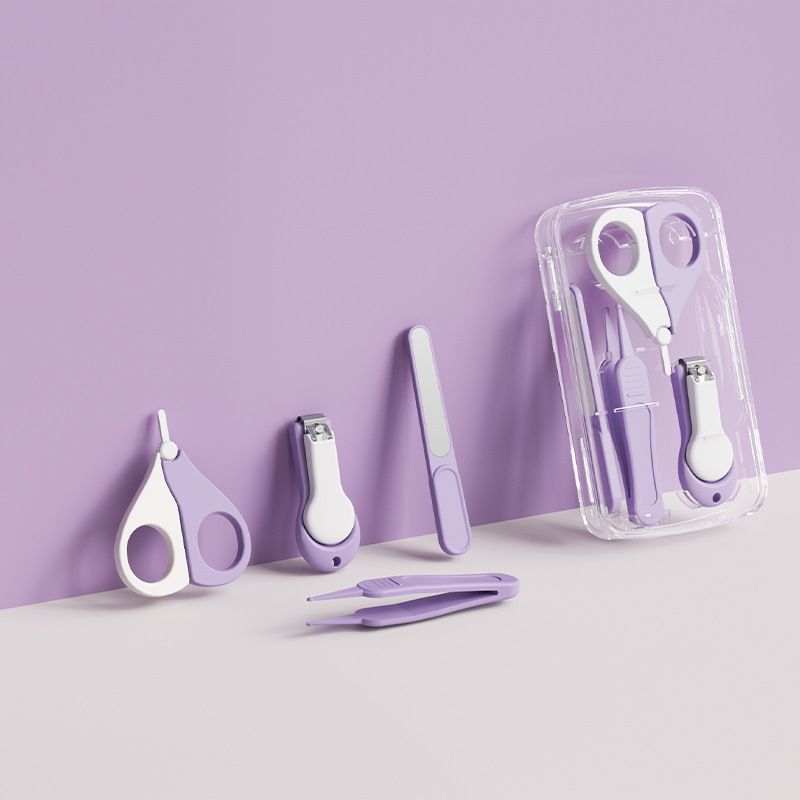 4PCS Baby Nail Care Set Newborn Infant Nail Clipper Kit Safe Nail Cutter File Tweezers Polishing Tool for Kids Grooming Set