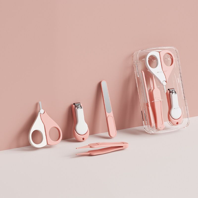 4PCS Baby Nail Care Set Newborn Infant Nail Clipper Kit Safe Nail Cutter File Tweezers Polishing Tool for Kids Grooming Set