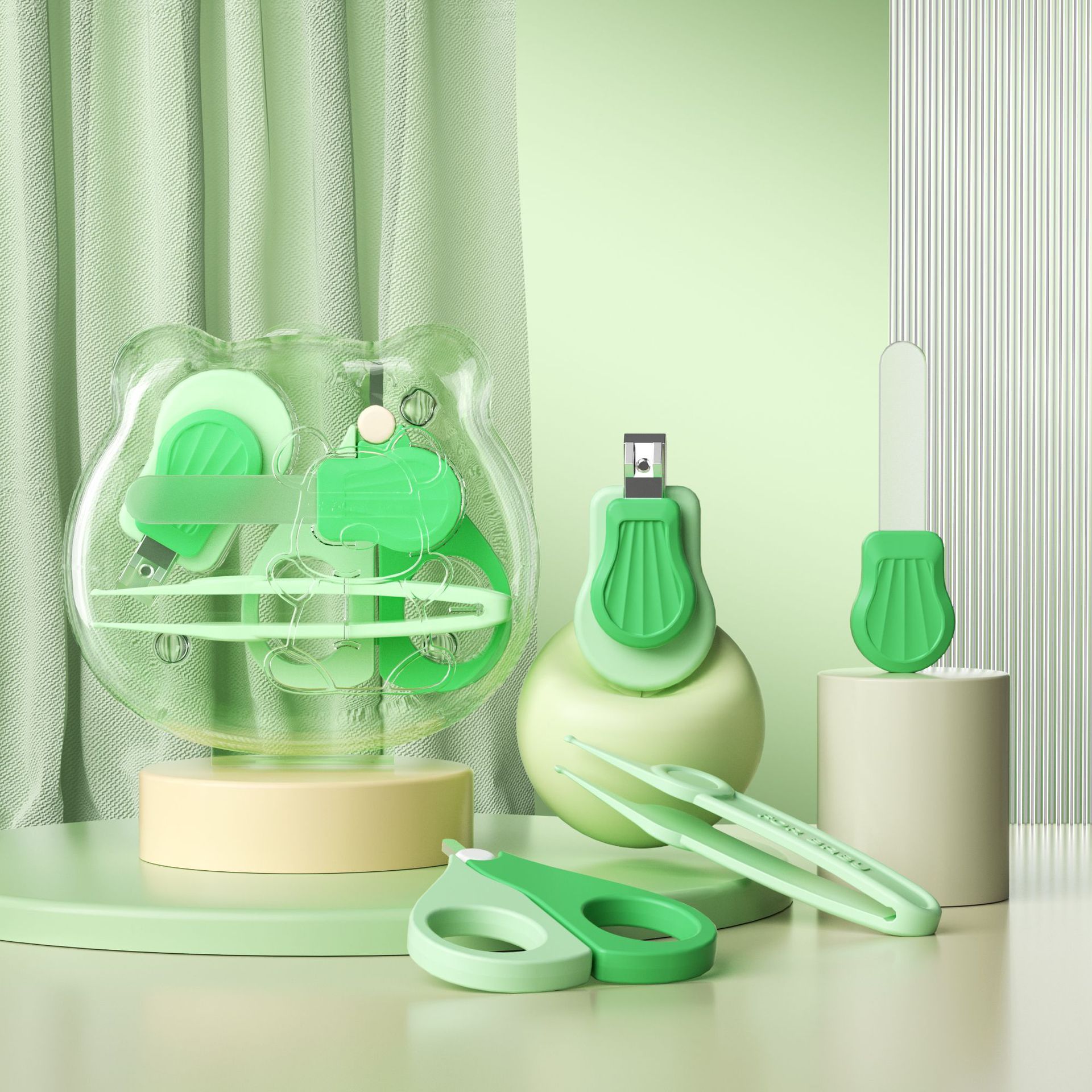 4PCS Baby Nail Care Set Newborn Infant Nail Clipper Kit Safe Nail Cutter File Tweezers Polishing Tool for Kids Grooming Set