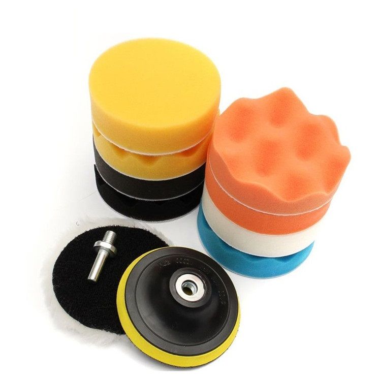 11PCS Car Polishing Kit 3–6 Inch Sponge Wool Buffing Pads Backing Plate M10/M14 Drill Adapter Set for Car Waxing Cleaning Polishing Tool Kit