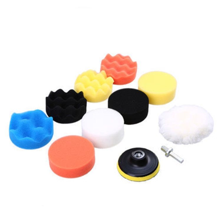 11PCS Car Polishing Kit 3–6 Inch Sponge Wool Buffing Pads Backing Plate M10/M14 Drill Adapter Set for Car Waxing Cleaning Polishing Tool Kit