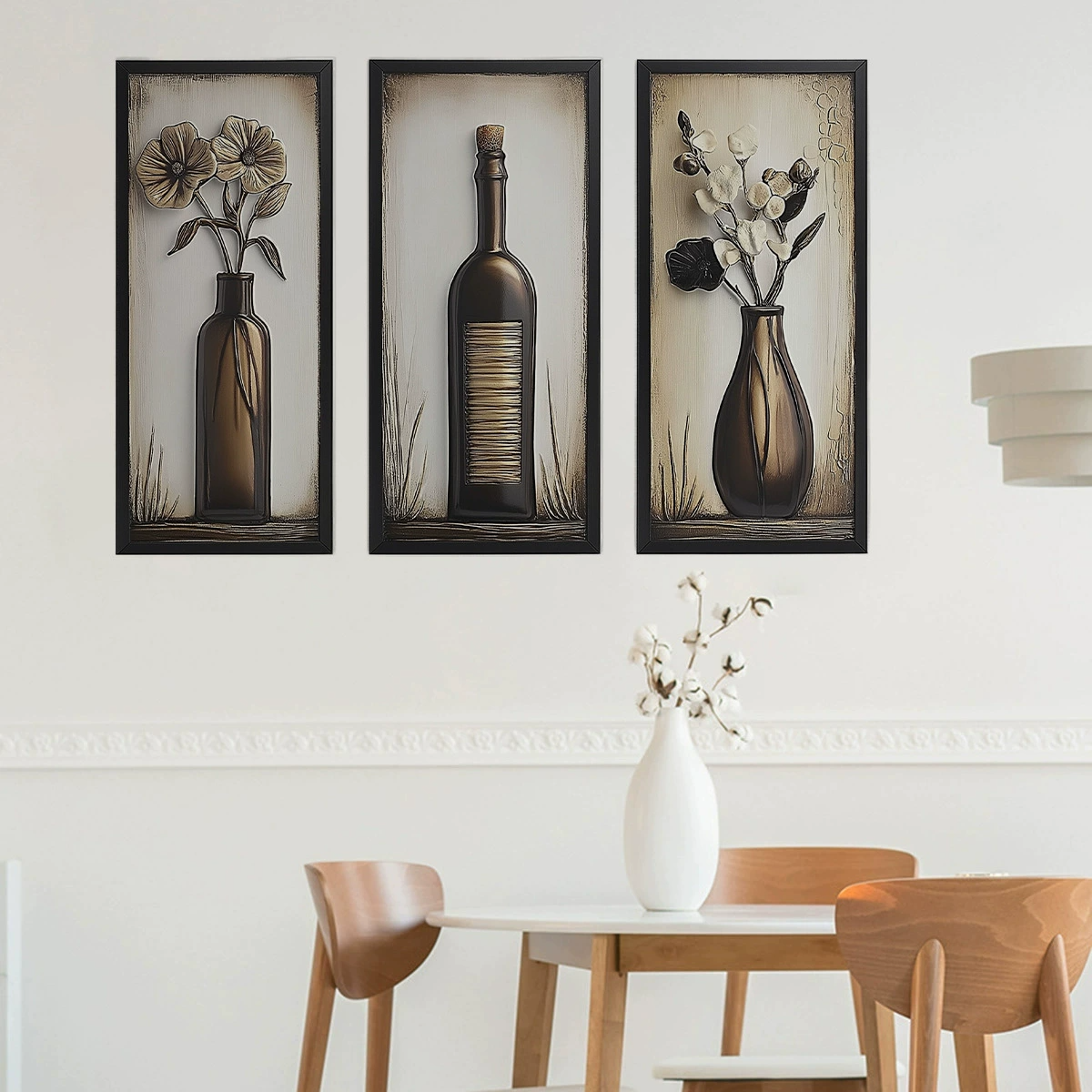 Vintage Vase Self-adhesive PVC Wall Sticker for Living Room Hotel Restaurant Home Wall Decor Flower High-end Style Wall Stickers
