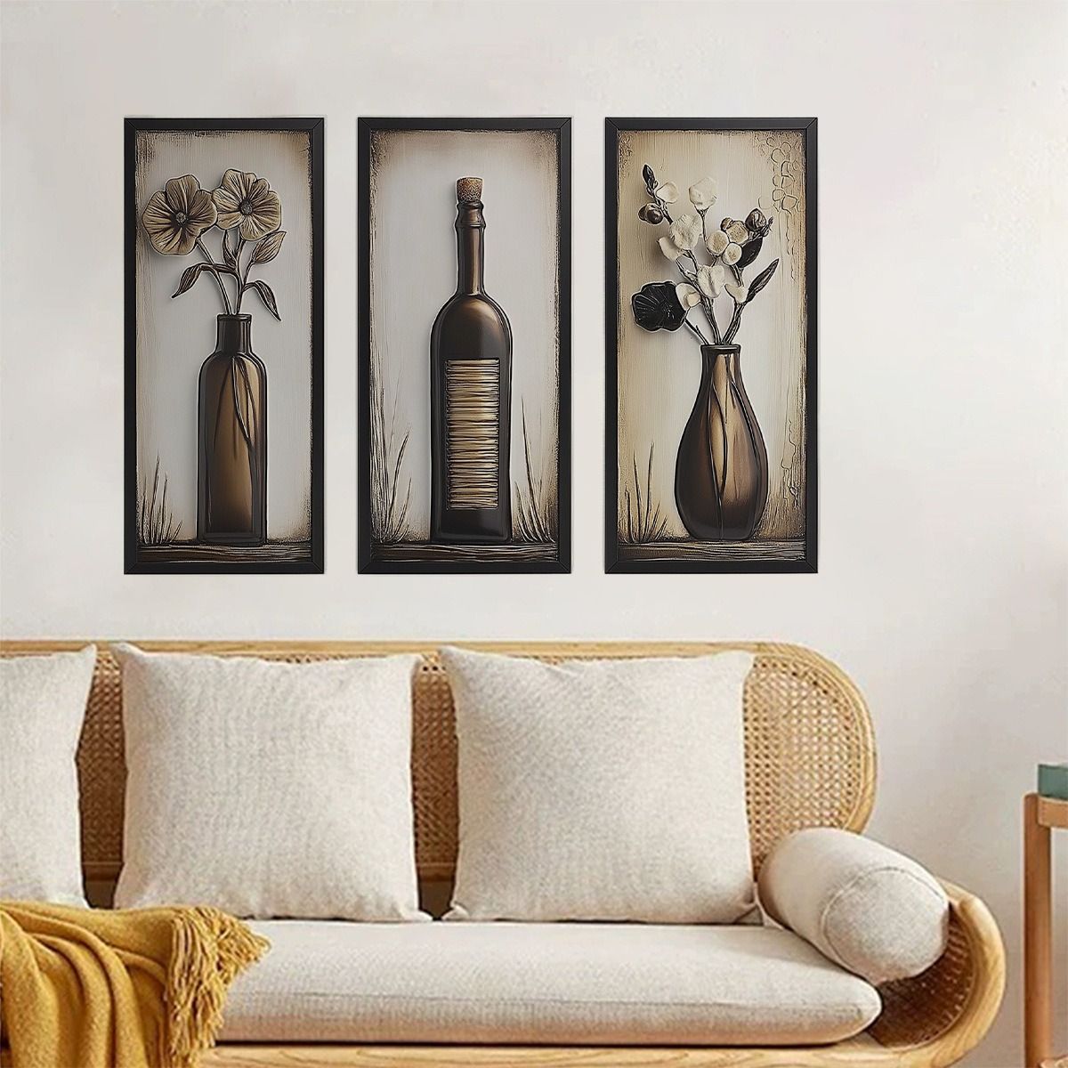 Vintage Vase Self-adhesive PVC Wall Sticker for Living Room Hotel Restaurant Home Wall Decor Flower High-end Style Wall Stickers