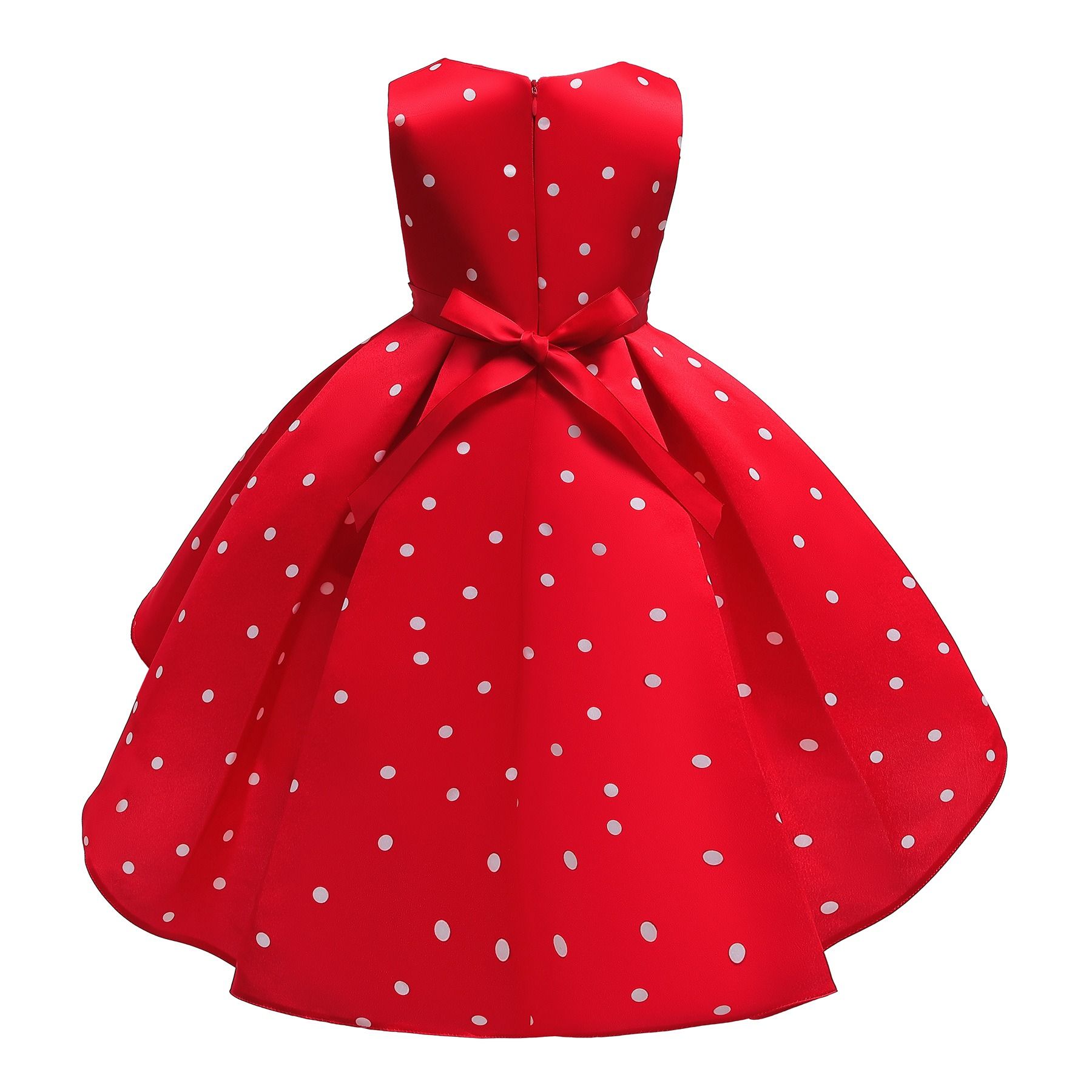 2PCS Girls Red Polka Dot Princess Dress & Long Sleeve Top Set Girl Clothes Kid Dress and T-shirt  Clothing Set for Party and Birthday