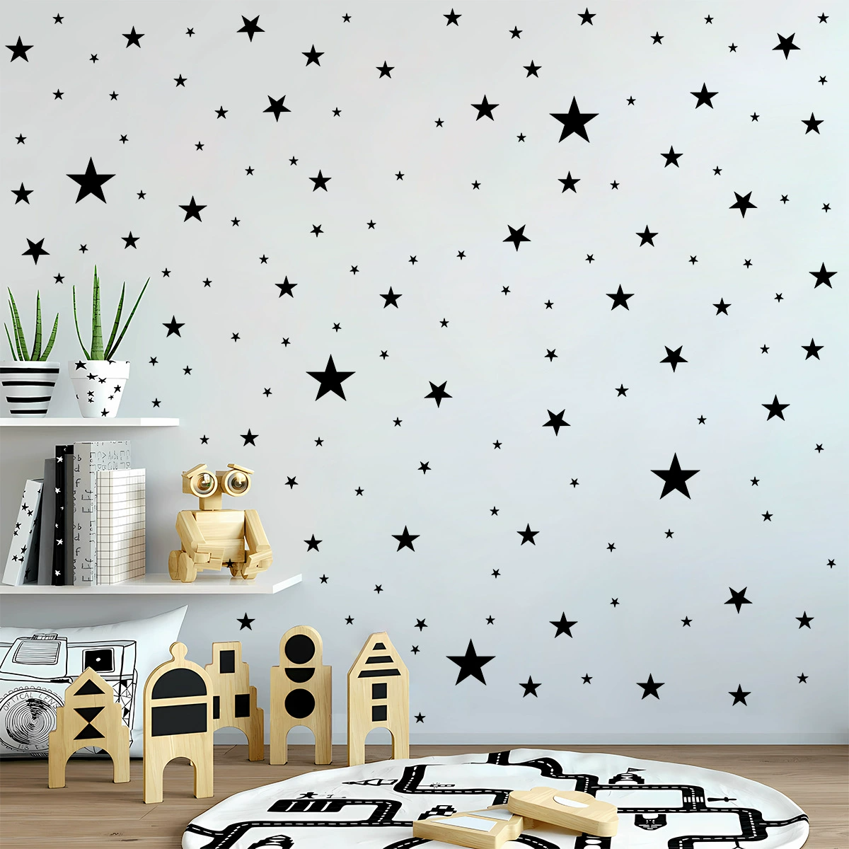 2 Sheets Cute Star Wall Stickers Waterproof Self Adhesive Decal for Kids  Room Stars Wall Decor PVC Wallpaper Total 56 Stars