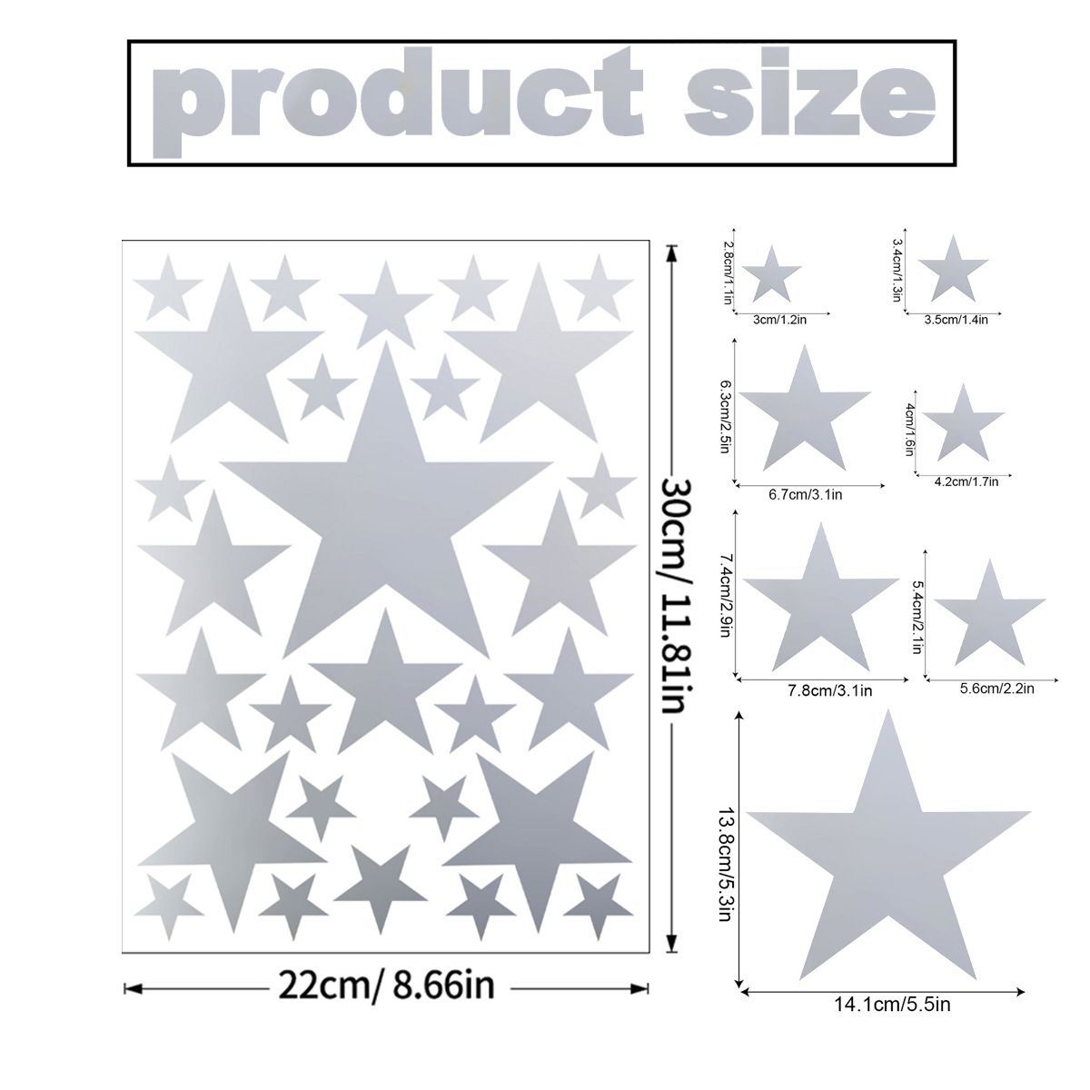 2 Sheets Cute Star Wall Stickers Waterproof Self Adhesive Decal for Kids  Room Stars Wall Decor PVC Wallpaper Total 56 Stars