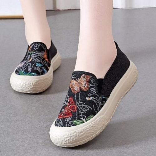 2024 New Shoes Women's Fisherman Shoes Comfortable and Breathable Canvas Shoes One Foot Women's Shoes Soft Sole Not Tired Feet Mom Shoes Black,39