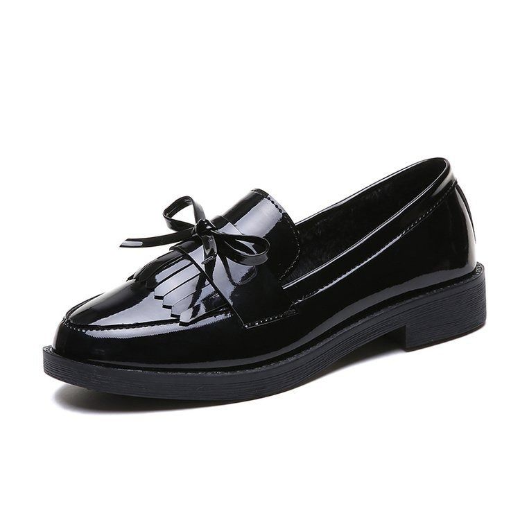 38-42Block heel shoes women's fashion spring and autumn new women's shoes bow small leather shoes large size loafers womens shoes heels ladys shoes flats shoes loafers shoes