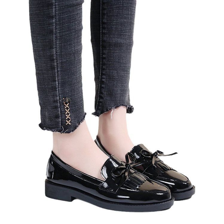 38-42Block heel shoes women's fashion spring and autumn new women's shoes bow small leather shoes large size loafers womens shoes heels ladys shoes flats shoes loafers shoes