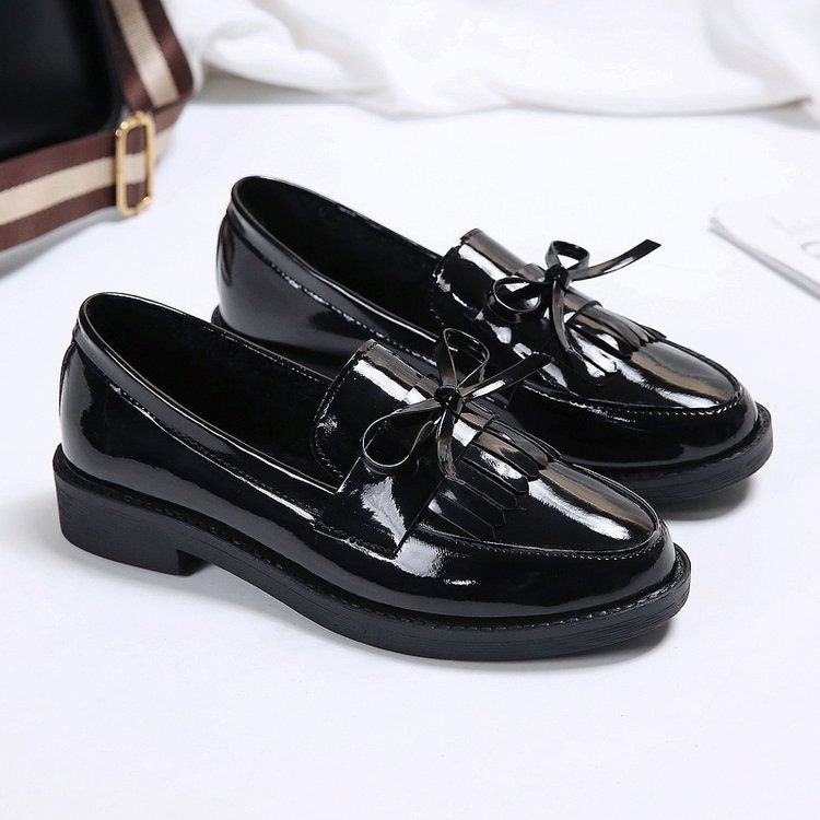 38-42Block heel shoes women's fashion spring and autumn new women's shoes bow small leather shoes large size loafers womens shoes heels ladys shoes flats shoes loafers shoes